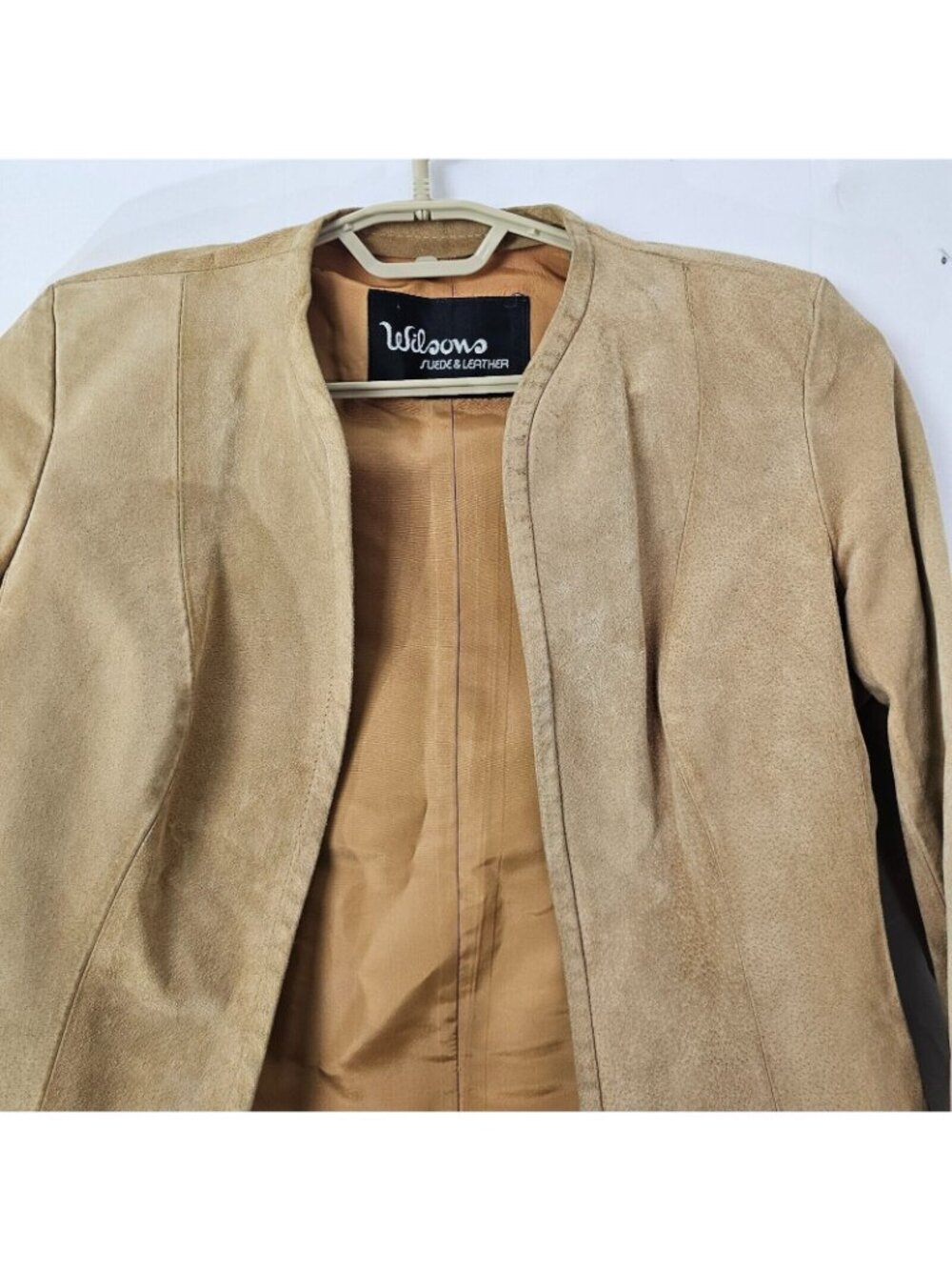 Vintage Wilsons Suede and Leather Jacket Womens 10 Tan Western Coat Streetwear - Picture 2 of 11